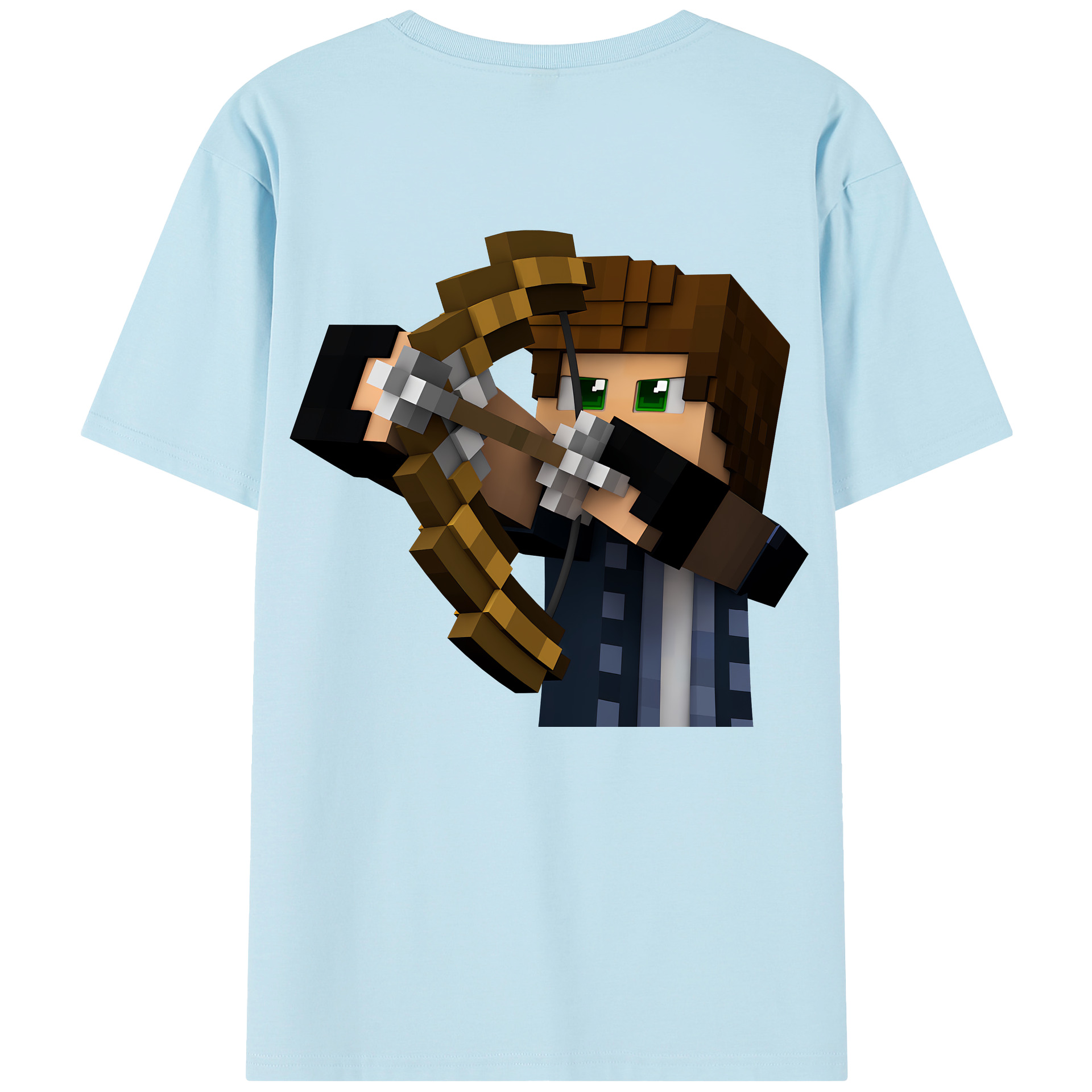 （画像用） マインクラフト ブロックの世界 Minecraft MC Block world 綿100％半袖Tシャツ（背面プリント）
